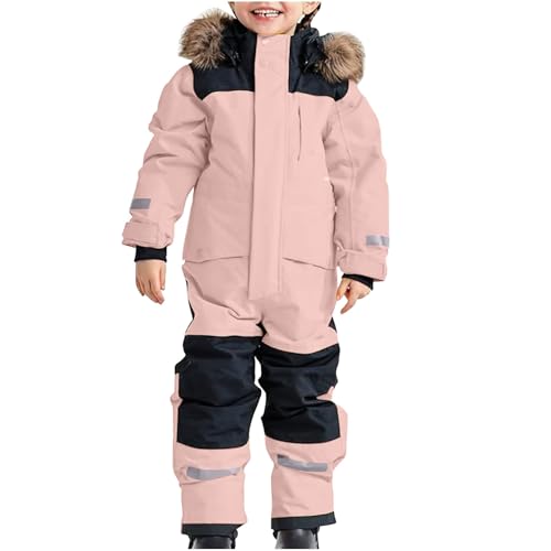 Schneeoverall Mädchen Jungen Outdoor Gefüttert Wasserdicht Winteroverall Schneeanzug Schneeanzüge Baby Unisex Winddicht Schneeoverall Winterjacke Rosa 110 von Luadnysin