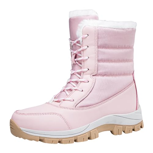 Schneeschuhe Damen Trekking Schneestiefel Wasserdicht Winter Warme Schnüren Schneeschuhe Schneeboots Winterstiefel Outdoor Snow Boots Rosa 37 von Luadnysin