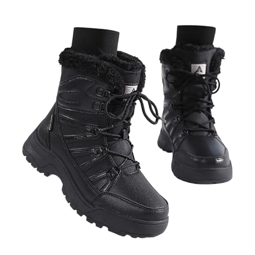 Schneeschuhe Damen Trekking Winterboots Schnüren Outdoor rutschfeste Winter Wanderschuhe Schneestiefel Winterstiefel Bequem Snow Boots Schwarz 42 von Luadnysin