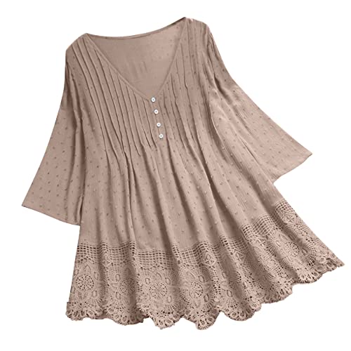 Shirt Damen Elegant Luftig Oversize Longbluse Musselin Bluse Bluse 3/4 Arm Elegant Weiße Lagenlook Vintage Große Größen Oberteile Tops Tunika Hemd Tshirt Longshirt Shirt Damen Elegant Luftig Oversize Longbluse Musselin Bluse Bluse 3/4 Arm Elegant Weiße Lagenlook Vintage Große Größen Oberteile Tops Tunika Hemd Tshirt Longshirt von Luadnysin