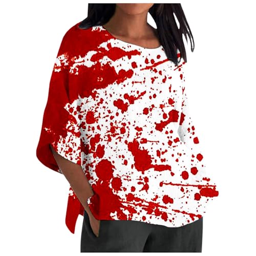 Shirt Problem Gelöst Blutspritzer Tshirt Atmungsaktiv Solved Sommerbluse Blusenshirt Oversize Elegant T Shirts Halloween Bedruckte Lässige Oberteile Tee Luftig Top Kostüm Rot 4XL von Luadnysin