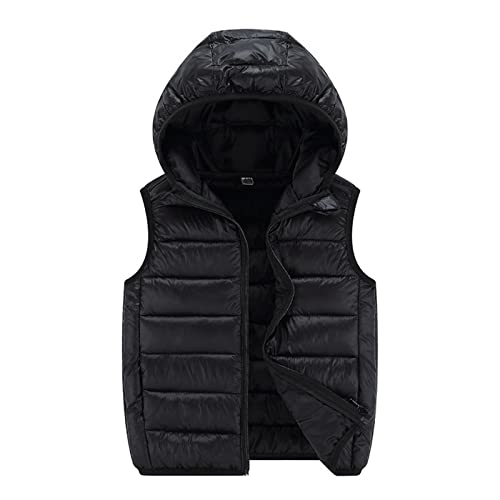 Steppweste Kinder Jungen Mädchen 110, Daunenweste Winter Kapuzenweste Jungen Mädchen Weste Mit Kapuze Outdoor Winddicht Leicht Pufferweste Kurze Outwear Übergangsweste Winterjacke 3-15 Jahre von Luadnysin