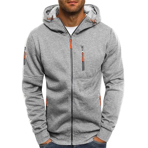 Sweatjacke Herren Mit Kapuze Streetwear Hoody Oversize Freizeit Essentials Hoodie Sportjacke Hip Hop Slim Fit Cardigan Jack Trainingsjacke Männer Lose Kapuzenjacke Outdoorjacke Grau S von Luadnysin