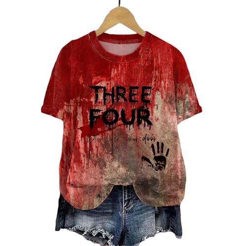 Tshirt Problem Gelöst Blutspritzer Shirt Ausgefallene Oversize Sommerbluse Elegant Frauen T Shirts Tee Festival Locker Outfit Oberteil Baumwolle Top Bluse Damenoberteile A XXL von Luadnysin