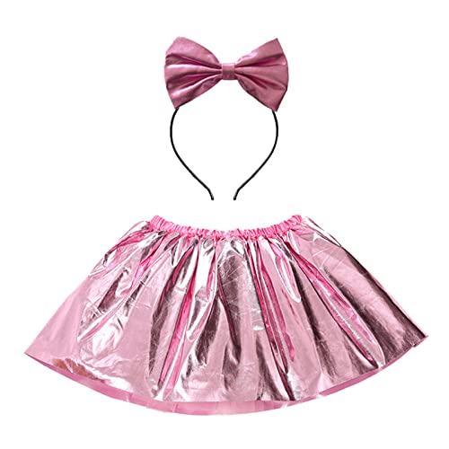 Tüllkleid Für Mädchen Mit Haarschleife-Tüllrock Ballett-Tanzkleid Kinder Kostüm Tüllrock Karneval Prinzessin Minirock Tutu Ballettrock Für Karneval Geburtstag Halloween Party Rosa M von Luadnysin