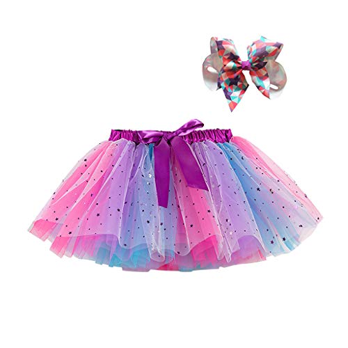 Tüllkleid Für Mädchen Mit Haarschleife-Tüllrock Ballett-Tanzkleid Röcke Für Mädchen Prinzessin Minirock Tutu Ballettrock Faschingskostüme Kinder Für Karneval Geburtstag Halloween Party Lila M von Luadnysin