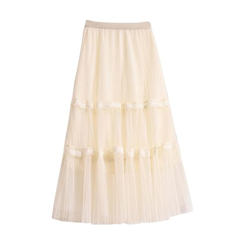 Tüllkleider Für Damen Petticoat Unterrock 50er Rockabilly Tütü Mini Rock Midi Plisseerock Mesh-Rock Karneval Kostüm Für Damen Teenager Party Halloween-Kostüme TüLlrock Beige von Luadnysin