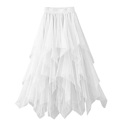 Tüllkleider Für Damen Petticoat Unterrock Knielang Rock Mesh-Rock 50er Rockabilly Tütü Mini Rock Karneval Kostüm Für Damen Teenager Party Halloween-Kostüme TüLlrock Weiß von Luadnysin