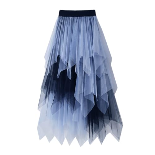 Tüllrock Damen Lang 50er Rockabilly Tütü Mini Rock Mesh-Rock Petticoat Unterrock Midi Plisseerock Prinzessin Langer Rock Für Damen Teenager Party Halloween-Kostüme TüLlrock Blau von Luadnysin