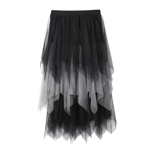 Tüllrock Damen Lang 50er Rockabilly Tütü Mini Rock Mesh-Rock Petticoat Unterrock Midi Plisseerock Prinzessin Langer Rock Für Damen Teenager Party Halloween-Kostüme TüLlrock Schwarz von Luadnysin