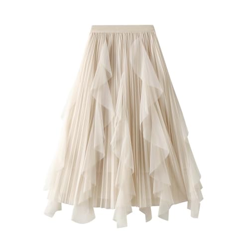 Tüllrock Damen Mesh-Rock Tüll Rock Knielang Rock Petticoat Unterrock Prinzessin Langer Rock Für Faschingskostüme Karneval Kostüm Halloween TüLlrock Beige von Luadnysin