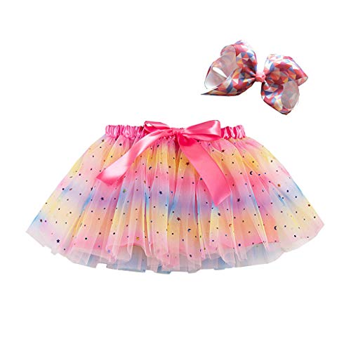 Tüllrock Kinder Mädchen Mit Haarschleife Kinder Kostüm Prinzessin Minirock Tüllrock Karneval Tutu Ballettrock Für Karneval Geburtstag Halloween Party Rosa L von Luadnysin