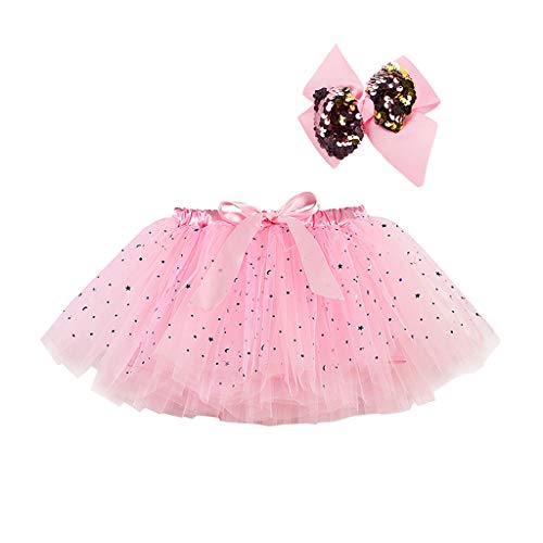 Tüllrock Kinder Mädchen Mit Haarschleife-Tüllrock Ballett-Tanzkleid Kinder Kostüm Faschingskostüme Kinder Tüllrock Karneval Tutu Ballettrock Für Karneval Geburtstag Halloween Party Rosa L von Luadnysin