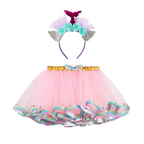 Tüllrock Mädchen Mit Haarschleife-Tüllrock Ballett-Tanzkleid Röcke Für Mädchen Tüllrock Karneval Prinzessin Minirock Tutu Ballettrock Für Party Kostüm Rosa L von Luadnysin