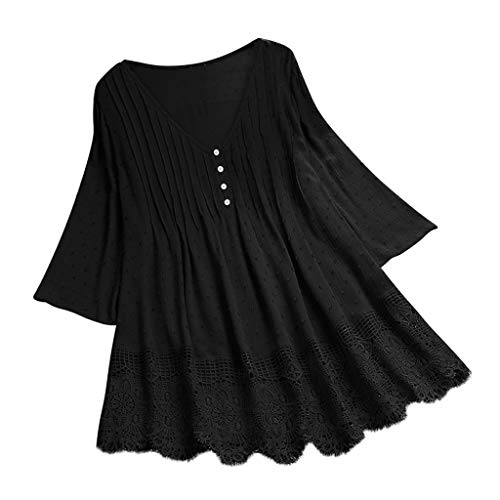 Tunika Damen Sommer Longshirt Bluse Luftig 3/4 Arm Damenhemd Spitze Oversize Longbluse Leicht Vintage V-Ausschnitt Kurzarm Tshirt Tunika Hemd Oberteile Tops Tunika Damen Sommer Longshirt Bluse Luftig 3/4 Arm Damenhemd Spitze Oversize Longbluse Leicht Vintage V-Ausschnitt Kurzarm Tshirt Tunika Hemd Oberteile Tops von Luadnysin