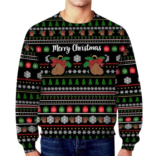 Ugly Christmas Sweater Herren Retro Weihnachtspullover Weihnachtsdruck Lustig Pullover Weihnachtspulli Winter Weihnachtskleidung Partner Weihnachtspullover Schwarz L von Luadnysin