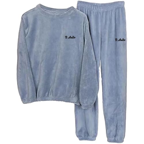 Warmer Schlafanzug Herren Lang Winter Flanell Pyjama Set Zweiteiliger Herrenschlafanzug Langarm Schlafanzüge für Herren Men Lounge Wear von Luadnysin