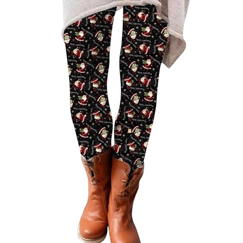 Weihnachtsleggings Damen Mit Muster Herbst Weihnachts Leggings Strumpfhosen Weihnachtsmann Print Stretch Winter Leggings Yogahosen Slim Ausgefallene Weihnachtshose Weihnachts Hose Jogginghose von Luadnysin