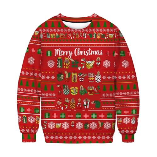 Weihnachtspullover Herren Weihnachtsdruck Weihnachtspullover Retro Christmas Pullover Weihnachtspulli Lose Weihnachtskostüm Partner Weihnachtspullover Rot S von Luadnysin