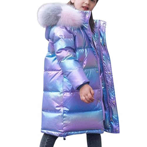 Winterjacke Mädchen Verdickte Leichte Daunenjacke Leichte Steppjacke Winter Kinderjacken Wintermantel Steppjacke Mit Kapuze Jacken Lila 140 von Luadnysin