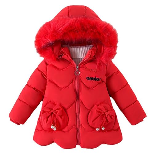 Winterjacke Teenager Mädchen Leichte Verdickte Daunenjacke Leichte Steppjacke Lange Steppjacke Kinderjacken Wintermantel Mit Kapuze Jacken Rot 130 von Luadnysin