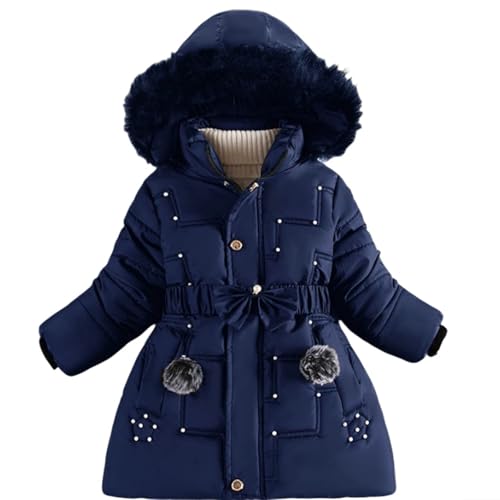 Winterjacke Teenager Mädchen Leichte Winter Kinderjacken Leichte Steppjacke Lange Winterjacke Übergangsjacke Wintermantel Mit Kapuze Jacken Marine 130 von Luadnysin