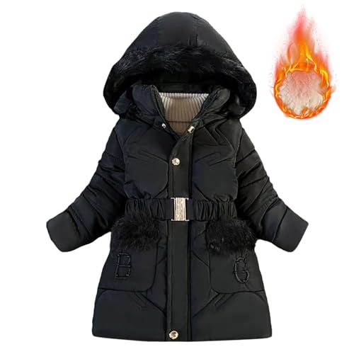 Winterjacke Teenager Mädchen Winter Warme Steppjacke Leichte Steppjacke Outdoor Daunenjacke Kinderjacken Übergangsjacke Mit Kapuze Jacken Schwarz 130 von Luadnysin