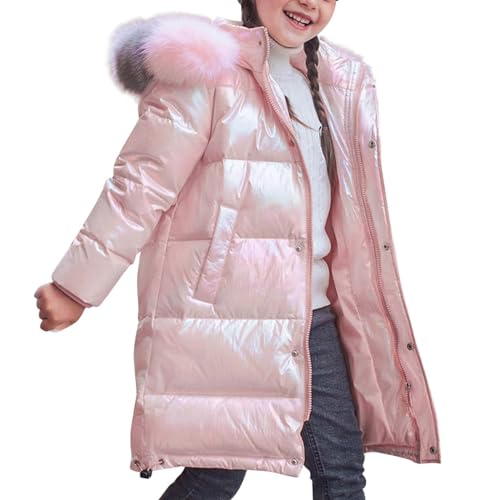 Wintermantel Mädchen Outdoor Winter Kinderjacken Winddicht Jacke Leichte Übergangsjacke Winterjacke Wintermantel Mit Kapuze Jacken Rosa 130 von Luadnysin