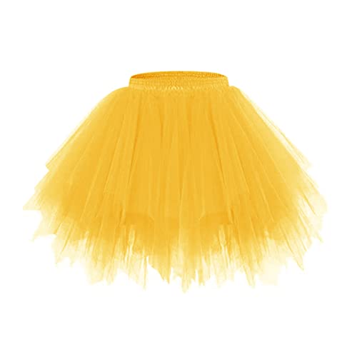 tüllrock tütü Damen gelb gelber tüllrock,Tutu Tüllrock Petticoat Unterrock Rock 50er Vintage Ballet Blase Pastell Tanzrock Tanzkleid Ballkleid Kurz Retro von Luadnysin