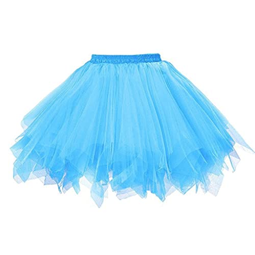 tüllrock tütü Damen hellblau hellblauer tüllrock,Damen Tutu Tüllrock 50er Vintage Tüllrock Petticoat Pastell Bubble Tanzkleid Rock Unterrock Tütü Kurz Ballett von Luadnysin