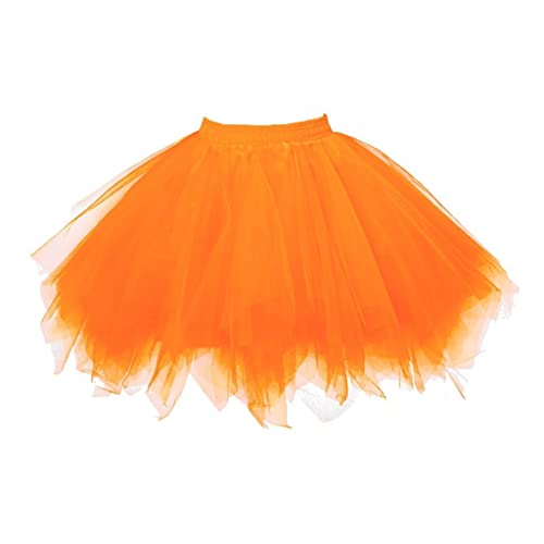 tüllrock tütü Damen orange orangener tüllrock,Tutu Tüllrock Petticoat Unterrock Rock 50er Vintage Ballet Blase Pastell Tanzrock Tanzkleid Ballkleid Kurz Retro von Luadnysin