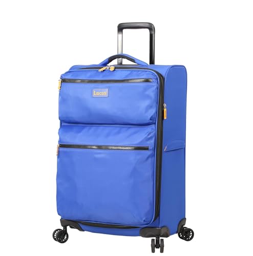 Lucas Designer-Gepäckkollektion – erweiterbare 61 cm Softside-Tasche – strapazierfähiger, mittelgroßer, ultraleichter karierter Koffer mit 8 Rollrollen, königsblau, 61 cm (24 zoll) von Lucas