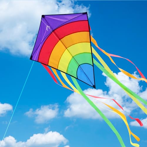 Drachen Flugdrachen Kinder - Regenbogen Drachen Kinder ab 3-64x75cm, mit 100m Drachenschnur und Streifenschwänze, Drachen & Flugspielzeug Geschenke für Kinder Drachen Flugdrachen Kinder - Regenbogen Drachen Kinder ab 3-64x75cm, mit 100m Drachenschnur und Streifenschwänze, Drachen & Flugspielzeug Geschenke für Kinder von Luckeey