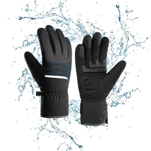 Luckxing wasserdichte warme Handschuhe, Winddichte Winterhandschuhe,wasserdichte rutschfeste Fäustlinge für den Winter | Warme, atmungsaktive Fäustlinge mit Reißverschluss zum Wandern, Laufen, von Luckxing