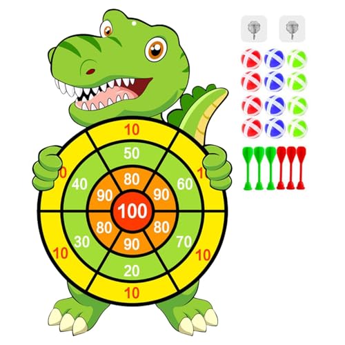 Outdoor-Dartscheibe, Kinder-Dartscheiben-Set,Sportspielzeug Große Dartscheibe - Wurfspiel Kinder Darts, Cartoon-Dinosaurier-Dartscheibe mit klebrigem Ball, Familienspiel für Kinder, von Luckxing