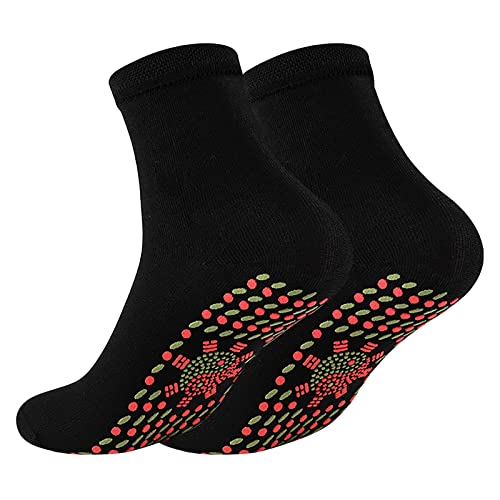 Luckywaqng Beheizte Socken Turmalin Selbstheizung magnetisch bequem Winter warm Sneaker Socken Damen Schwarz 39-42 (Black, One Size) von Luckywaqng