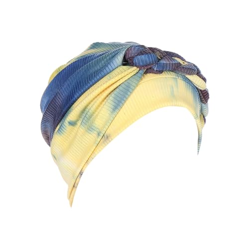 Luckywaqng Damen Eid Al Fitr Batik-Kordelzug, Mehrfarbig, weiche Seite, geflochtenes Stirnband, Hut, muslimisches Stirnband Sporthaarband Damen (Yellow, One Size) von Luckywaqng