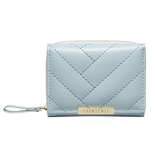 Luckywaqng Damen Mini Short Wallet Multifunktionale Tri Fold Geldbörse für Mädchen Brieftasche Damen Groß Für Papiere (Blue, One Size) von Luckywaqng