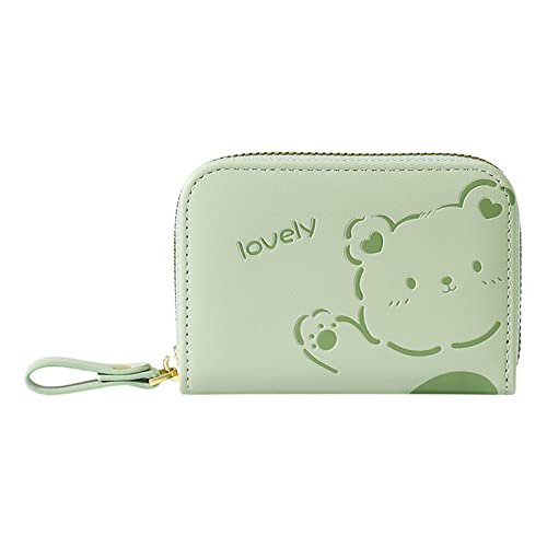 Luckywaqng Damen Reißverschluss Multi Card Organ Kartenhalter Damen PU Geldbörse Herren Geldbörsen (Green, One Size) von Luckywaqng