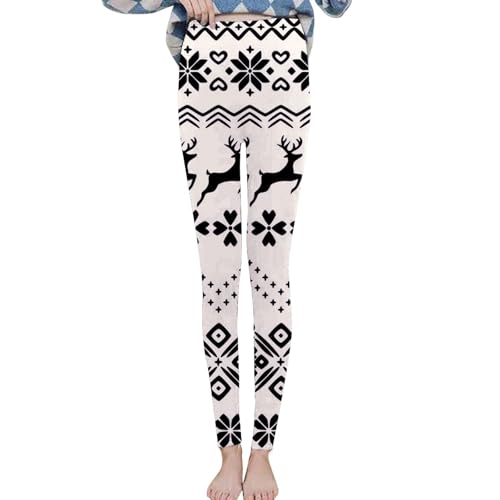 Luckywaqng Damen Winter Samt Warm Weihnachten Retro Bedruckte Home Leggings Mund Schutz (Beige, M) von Luckywaqng