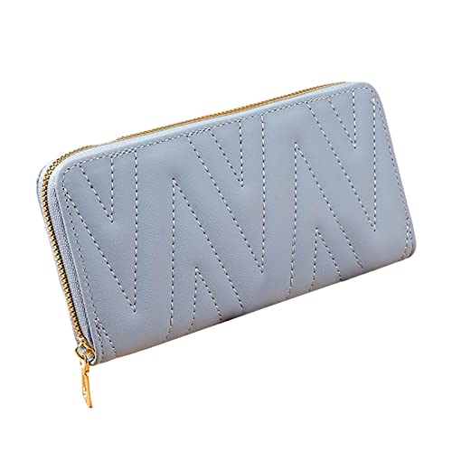 Luckywaqng Einfarbig Frauen Lange Telefon Mit Großer Kapazität Handheld Brieftasche 2023 Modische Frühling Multifunktionale Brieftasche Brieftasche Damen Retro (Blue, One Size) von Luckywaqng