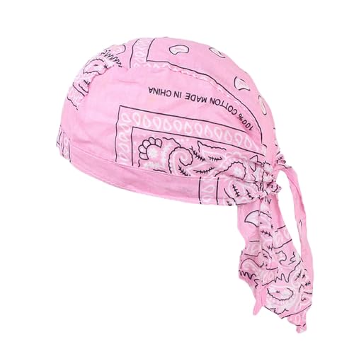 Luckywaqng Elastisches Haarband Damen Männer Frauen Baumwolle Kappe Schweiß Wicking Beanie Kappe Bandanna Biker Wrap Schnell Trocknend Hut Biker Schweißband Herren (Pink, One Size) von Luckywaqng