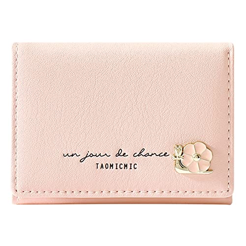 Luckywaqng Frauen Faltbare Geldbörse Mode Student Tri Fold Short Clip Wallet Dünne Brieftasche Herren (Pink, One Size) von Luckywaqng