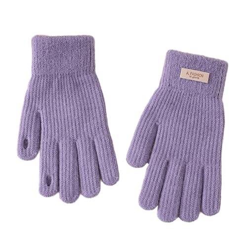 Luckywaqng Gloves Women's Winter Padded Outdoor Cycling Car Cold Non Slip Screen Driving to Keep Warm Handschuhe Gumminoppen (Purple, One Size) von Luckywaqng