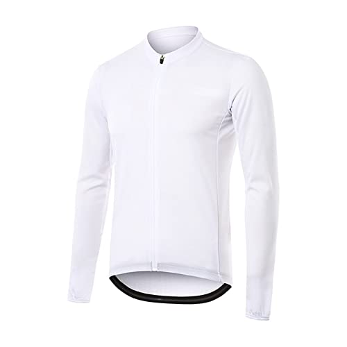 Luckywaqng Herren Full Zipper Long Sleeves Radtrikots Fahrräder MTB Shirt Fahrrad Bekleidung (White, L) von Luckywaqng