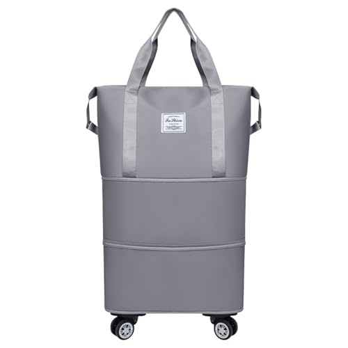 Luckywaqng Koffer mit Rollen, erweiterbare, Faltbare Gepäcktasche, abnehmbare Reisetasche mit Rollen, große Reisetasche zum Mitnehmen Werkzeug Koffer Mit Schublade (Grey, One Size) von Luckywaqng