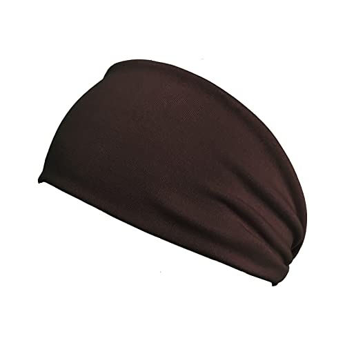 Luckywaqng Männer und Frauen Mode Outdoor Freizeit Sport elastisches einfarbiges Haarband Fahrrad Stirnband Unter Helm (Coffee, One Size) von Luckywaqng