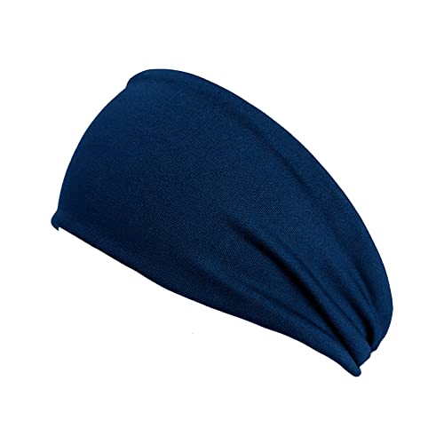 Luckywaqng Männer und Frauen Mode Outdoor Freizeit Sport elastisches einfarbiges Haarband Fahrrad Stirnband Unter Helm (Navy, One Size) von Luckywaqng