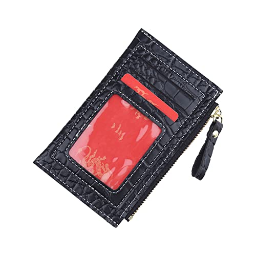 Luckywaqng Mode Frauen ID Kurze Brieftasche Einfarbige Reißverschluss Geldbörse Mehrere Kartenfächer Clutch Bag Männer Brieftasche (Black, One Size) von Luckywaqng