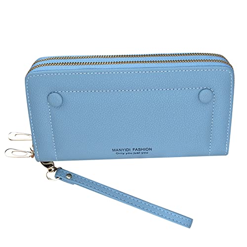 Luckywaqng Mode Frauen Lange Brieftasche Kunstleder Frauen Offene Geldbörse Mehrere Kartenfächer Clutch Bag Geldbörsen Herren Blau (Blue, One Size) von Luckywaqng